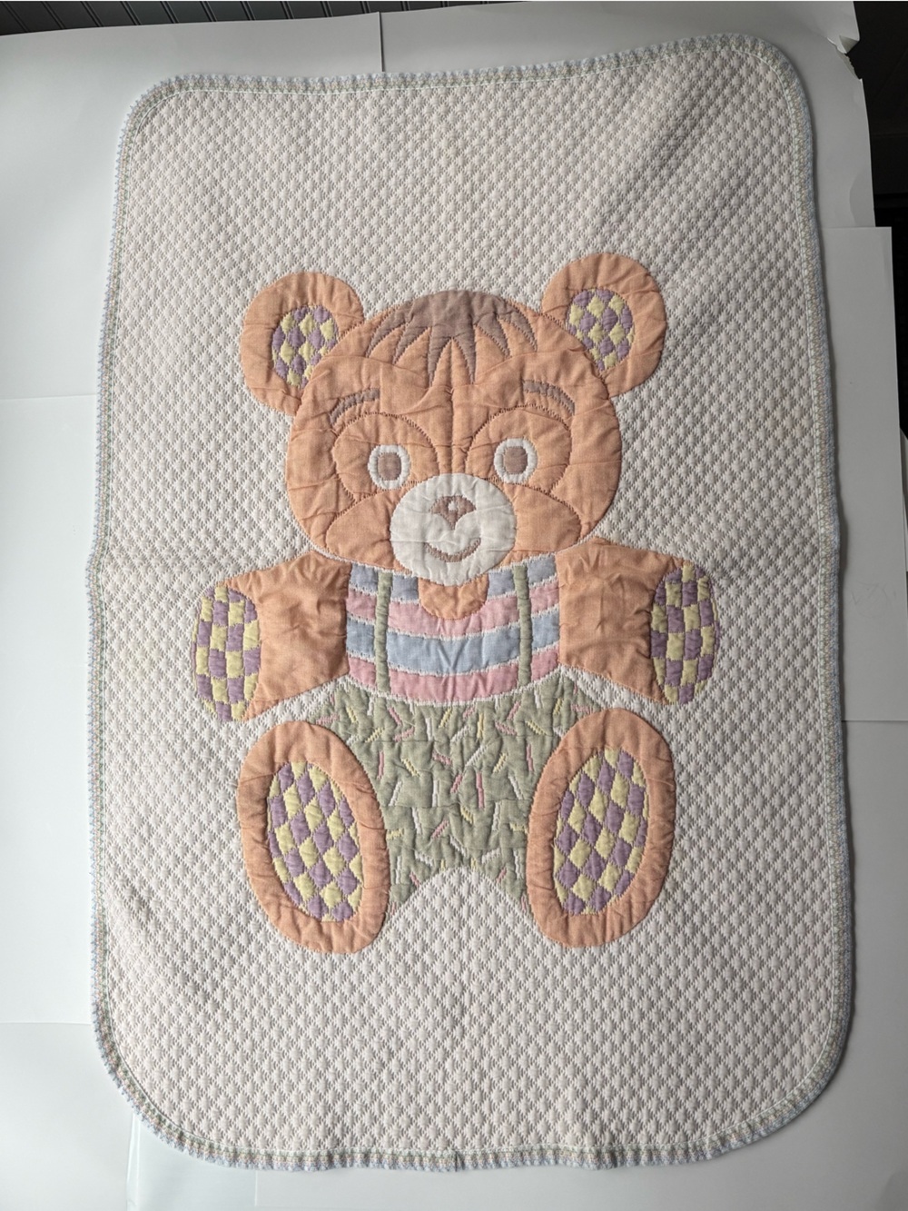 VTG Revert Coverlet Teddy Bear Baby Blanket 36" X 52" Jacquard Made in Spain